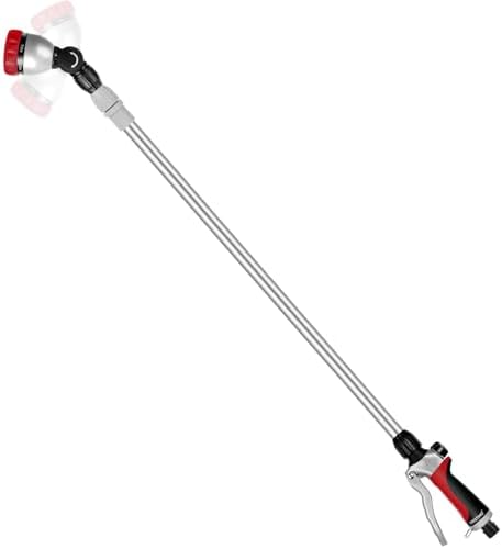 Restmo Teleskop GießStab Metall, Gartenbrause Lang Mit Stiel | 92-152 Cm Giesstab Mit 180° Schwenkbaren Kopf, 7 SprüHmustern, Durchflusskontrolle, Zum Blumenampeln und Sträucher, R