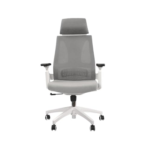 Cadeira de Escritório Elements Helene Special Branca e Cinza, Braços 3D, Apoio cervical