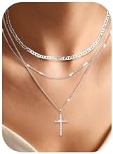 Gratitude & Grace 14k Gold Plated Cubic Zirconia Cross And Bezel Layered Pendant Necklace