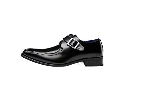 Shoes Dress Oxford for Men Slip On Monk Strap Bike Toe Leather Slip Resistant Block Heel Rubber Sole Non Slip Casual2