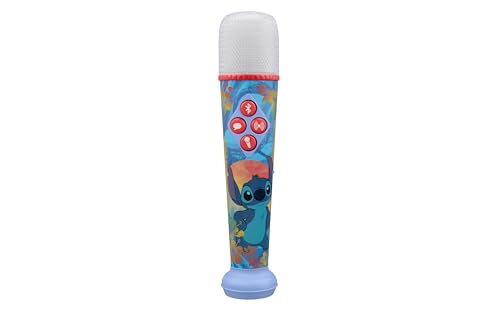 eKids Disney Stitch Karaoke Microphone for Kids, Bluetooth Microphone Includes Light Show, Designed for Fans of Stitch Toys
