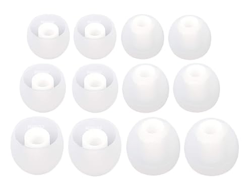 Image of REDWIND Replacement Earphone Silicone Rubber Eartips 3-Size, 12 Caps for Realme Boat JBL Oppo Vivo Samsung One Plus Wired & Bluetooth Neackband Earpads(Inner Hole 3.8mm -4.8mm 6-Pair) (White)