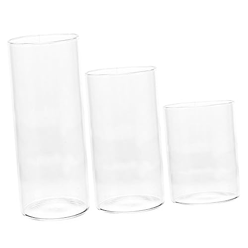HOLIDYOYO 3pezzi Portacandele in Vetro Trasparente Da Paralume Antivento e Base Per Candele Per Decorazioni Domestiche e Speciali
