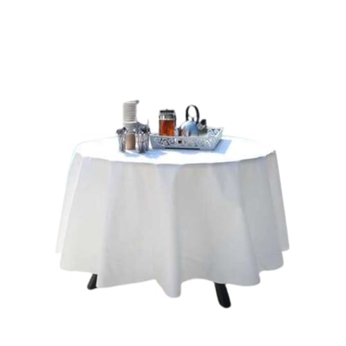 SANYGIENE Lot de 12 Nappes Rondes Jetables Blanches Ø 240 cm en Spunbond | Résistantes, Déperlantes & Essuyables | Idéal Mariage, Réception, Anniversaire, Buffet |...