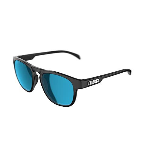 Bliz Unisex 554907-13 sportowe okulary przeciwsłoneczne Ace, niebieskie dymione, czarne z niebieskimi szkłami dymnymi, rozmiar uniwersalny, Czarny z niebieskimi szkłami dymnymi, w rozmiarze uniwersalnym