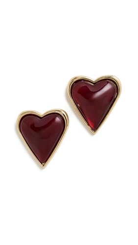 By Adina Eden Womens Crimson Red Heart Bezel Stone Stud Earrings Red One Size