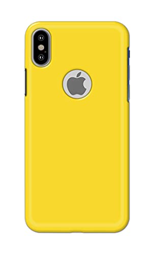 Image of Printed Hard Back Cover Case for Apple iPhone X | iPhone 10 | iPhone Xs | iPhone 10s Logo View Back Cover (Plain Yellow) -1803