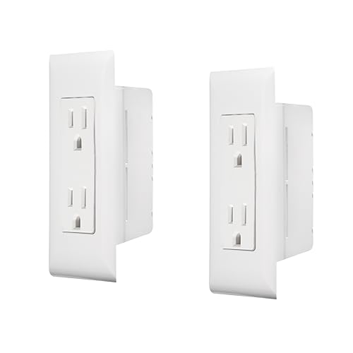 RV Designer S8318, AC Contemporary Dual Outlet, Self Contained, Speedwire with Cover-Plate, White, 2 Per Pack