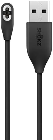 Shokz magnetic charging cable with a USB-A connector on one end and a 4-pin magnetic connector on the other.