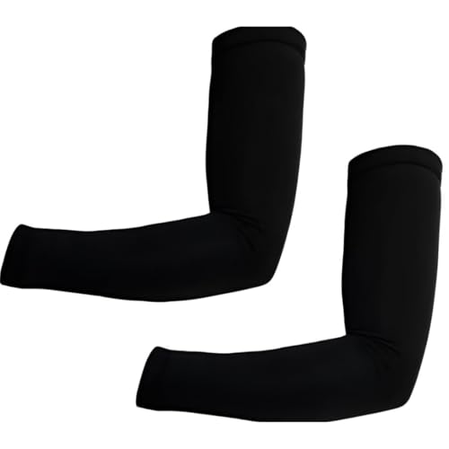 Mangas de Compressão Esportivas, Proteção UV, Pretas, Par