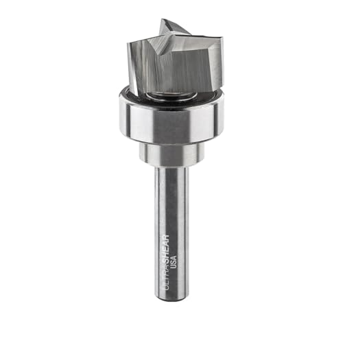 Ultra-Shear Flattening Router Bit, 1/4SH, 3/4CD, 3FL Carbide Head Compact Spoilboard Bit Great for