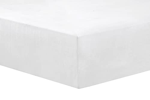 VISION Drap Housse Flanelle - Coloris: Blanc - 160 x 200 cm avec Bonnet de 30cm - 100% Coton Flanelle