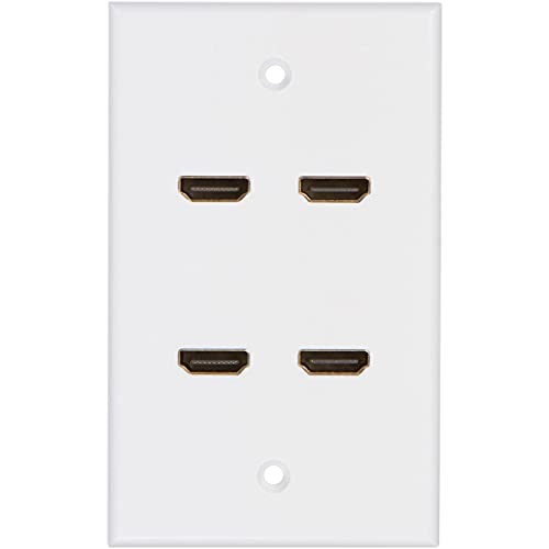 Buyer's Point 4 Port HDMI Wall Plate [UL Listed] with 6-Inch Built-in Pigtail Hi-Speed HDMI Cable (White 4 Port) 