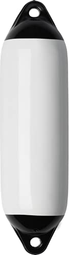 Seilflechter - Aufblasbarer Fender 120 x 450 mm in Weiß, Langfender mit 2 Augen, für Boot & Yacht