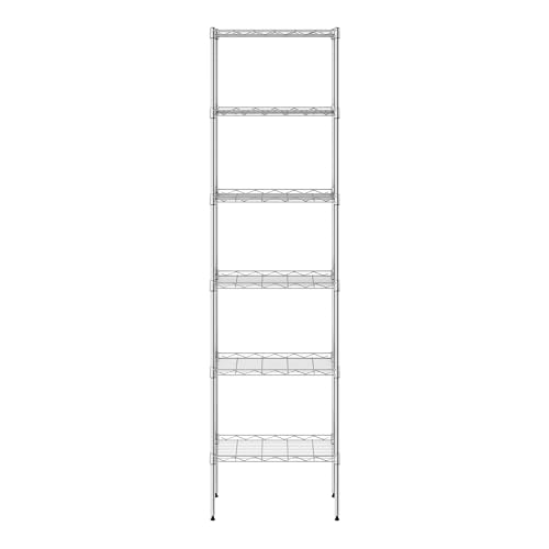 Furinno Wayar 6-Tier Metal Storage Shelf Rack, 17 x 12 x 64, Stainless Steel - image 3