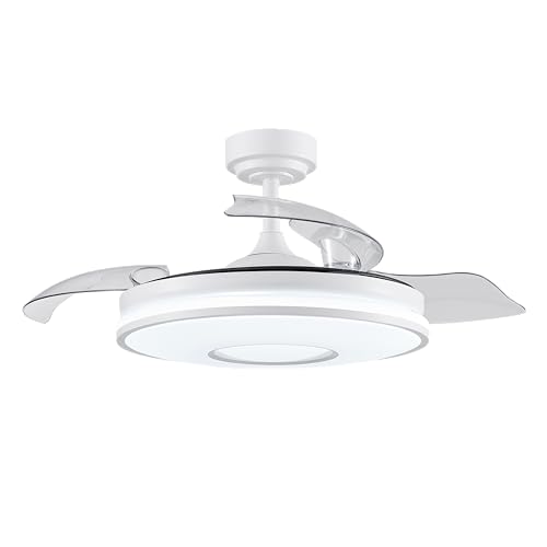 FABRILAMP TODOLAMPARA - VENTILADOR DE TECHO LUZ LED DC DANI BLANCO ASPAS DESPLEGABLES 108D 6 VELOCIDADES REMOTO+TEMPORIZA+MEMORIA