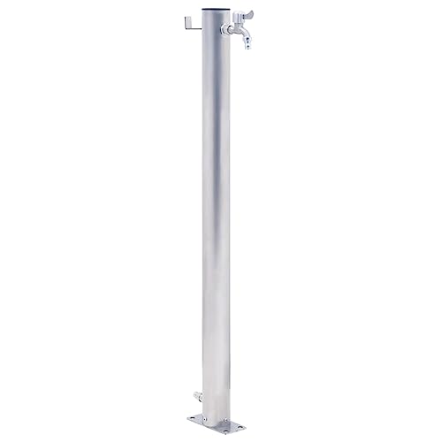 Colonne à Eau de Jardin avec Robinet, Colonne d’eau Pompe à Eau Porte-Tuyau d’arrosage Colonne à eau de jardin 60 cm acier inoxydable rond