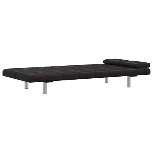 vidaXL Sofá Cama Reclinable Cojines Madera Cuero Sintético Sillón para Dormir