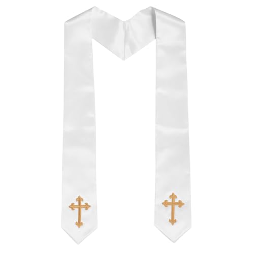 Gadpiparty Clerical Bordada con Cruz para Pastores de Iglesia, Satinada, Cómoda y Elegante para Bodas y Ceremonias Religiosas, Adulta en Color