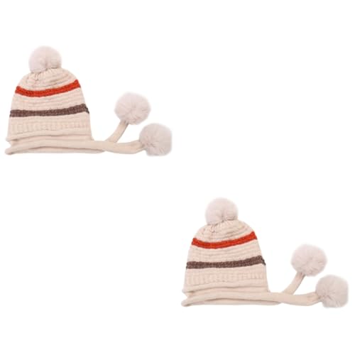 Bonnet laine tricoté anti-froid pour femmes protège-oreilles chaud pour le ski beige