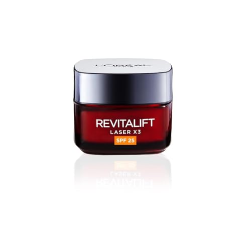 L’Oréal Paris Revitalift Laser Triple Action Anti-Ageing SPF 25 Cream, Smooth Wrinkles, Firm and Radiant Skin, Pro-Retinol, Hyaluronic Acid and Vitamin C, 50ml