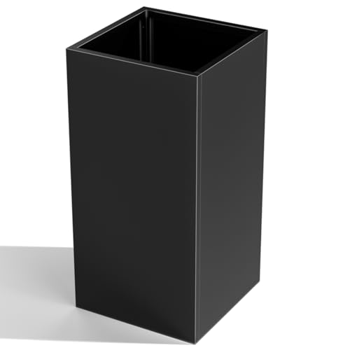 Nessxa Metal Planter Box for Outdoor Plants 15" L x 15" W x 30" H, Heavy Duty Steel Planter Box with Removable Insert Shelf, Rectangular Planters for Porch, Garden, Yard, Hotel (Black) by Nessxa - Used condition - US$61.24