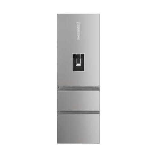 Haier 3D 60 Series 5 Freestanding Fridge Freezer with Water Dispenser, 3 Doors, Total No Frost, E Class, 357L Total Capacity, hOn App, AI & Wi-Fi Connected, Silver, 60x67x185 cm - HTW5618EWMG