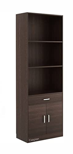 Image of CASPIAN Wooden Cabinet (Rainforest Dark) | Multipurpose Engineered Wood Pre-Assembled Furniture | for Home, Living Room, Kitchen, Indoor, Outdoor Use | Open Book Shelf with 7 Compartments