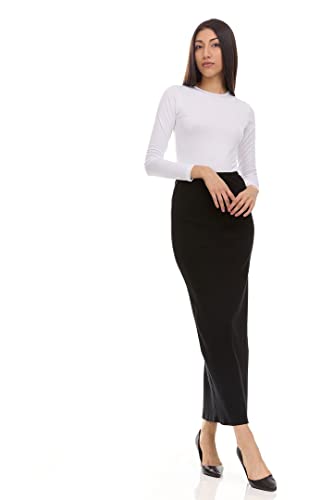 Womens Long Thin Ribbed Straight Skirt - GM-50212
