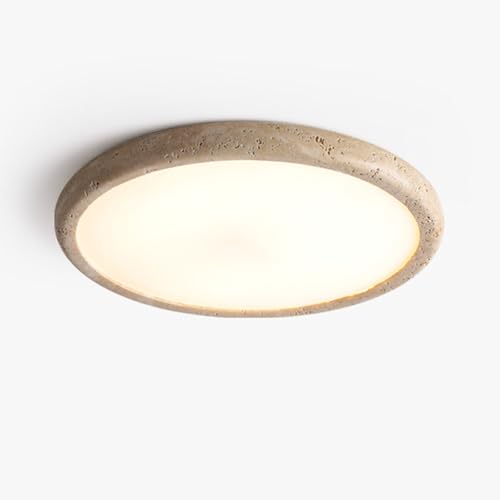 Plafonnier LED travertin naturel luminaire rond encastré 38W salon