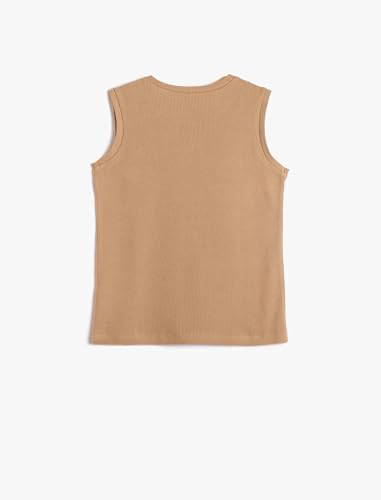 Koton Basic Tank Top Crew Neck Ribbed Cotton Camisa, Brown(547), 6-7 años para Niños