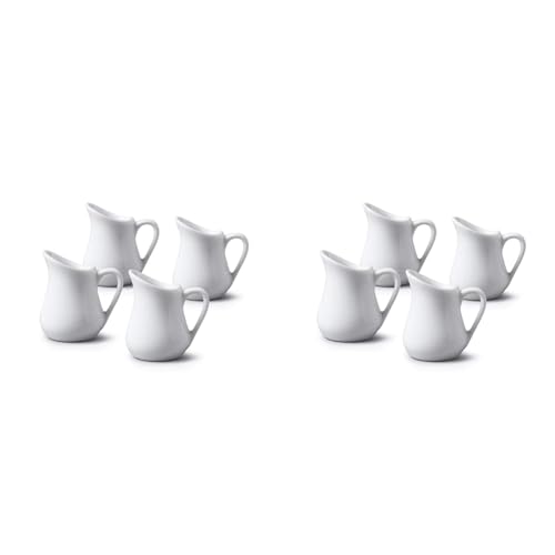 WM Bartleet & Sons 1750 TSET21 Set of 4 Porcelain Traditional Bellied Creamer Jug White, 20 milliliters (Pack of 2)
