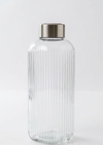 Image of CROCO JAR Wide Mouth Glass Water Bottle, 750 ML Strip Set of 4 | Leak-Proof Airtight Lid, Double Layer Stainless Steel Lid, For Water, Smoothie, Juices