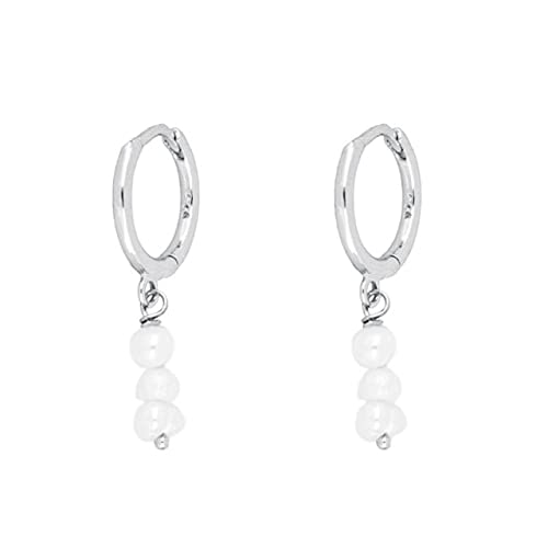 LYGXWJFC Quadratische Zirkon Perle Echte Creolen Für Frauen Runde Piercing Ohrring Schmuck Pendientes