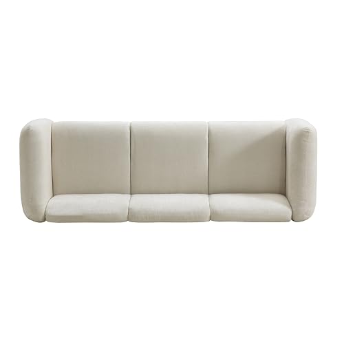Image of Merax 87 inch Beige Chenille Couch 3 Seater Modern Sofas for Living Room | with 2 Pillows, Foam Filled Cushions, Solid Wood Legs, Upholstered Backrest and Armrest, Bear 900lbs, 87 inchW x 29.5 inchD x 26.5 inchH