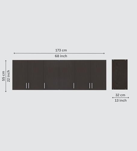 Image of SPECIALITY PANELS 6 Door Modular Wall Mounted Kitchen Cabinet with Adjustable Shelf Space Saving Storage Unit Durable Engineered Wood Cupboard for Kitchen Living Room Utility Organizer Furniture
