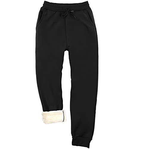 Joggers fourrés sherpa femme homme : pantalon de jogging d'hiver chaud et stretch