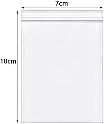 Rshuhx Grip Seal Bags Small Plastic Bags Resealable Heavy Duty Thicken 160μm 200pcs 7cmX10cm/3"X4" Little Sealable Strong Ziplock Bag Handy for Storage Nuts Cookies Jewellery Coins Pills Packaging