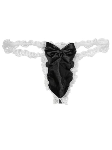 Men's Sexy Sissy Lace Thong Lingerie G-string Underwear T-back Panties With Bow