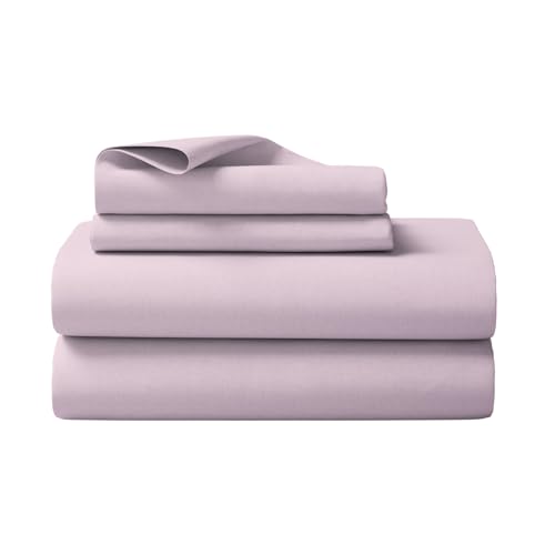 Image of Haus & Kinder Luxury 300 TC Cotton Bedsheet for King Size Bed Premium Double Bed Sheet with 2 Pillow Covers, Pure Cotton Fabric Lavender Fog Bedsheet