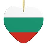 Weihnachtsbaum Keramik Herz Hängende Ornament Doppelseitig Bulgarische Flagge Druck Festival Anhänger