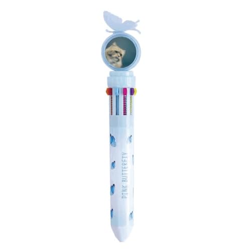 Stylo à bille rétractable multicolore avec chat bleu pour écrire avec joie