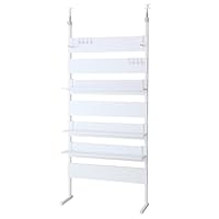 【美品】突っ張りラック 壁面収納 ドリス カロン80 パーテーション ホワイト カロン 80cm】突っ張りパーテーション間仕切り：金属製フック8個