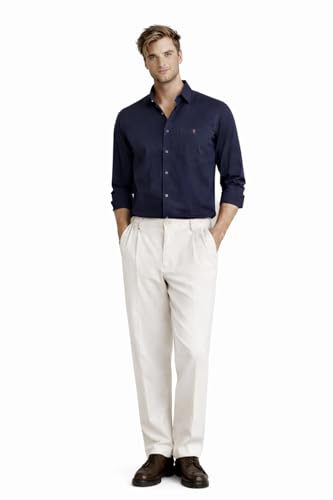 Image of Louis Philippe Men's Cotton Slim Fit Premium Textured Fabric Versatile Solid Easy Care, All Season Adapability Full Sleeve Casual Shirt
