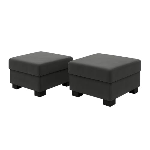 Image of SOCOZI Braviza 6 Seater L Shape Sofa Set with 2 Movable Ottomans | Flexible Layout | Soft Velvet Suede Fabric | Modern Design | Plush Comfort Cushions for Living Room (Dark Grey-Light Grey)