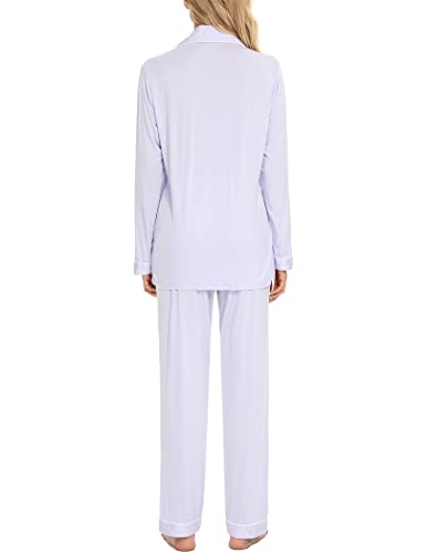Image of Pjmlifecoco Pajamas Set Long Sleeve Womens Button Down Sleepwear Two Piece Nightwear Soft Pj Lounge Sets S-XXL