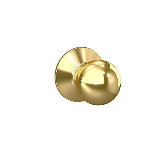 SCHLAGE F10 ORB 605 Orbit Door Knob, Hall & Closet Passage Lock, Bright Brass, Pack of 1