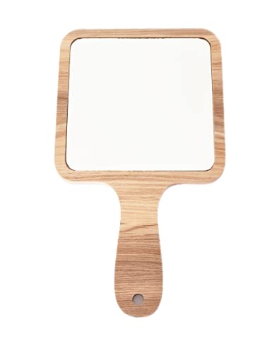 Square Medium Shape Wooden Handheld Beauty Makeup Mirror for Bathroom, Dressing Table/Shaving/and for Travel kit (11inch x 6inch)-image-27