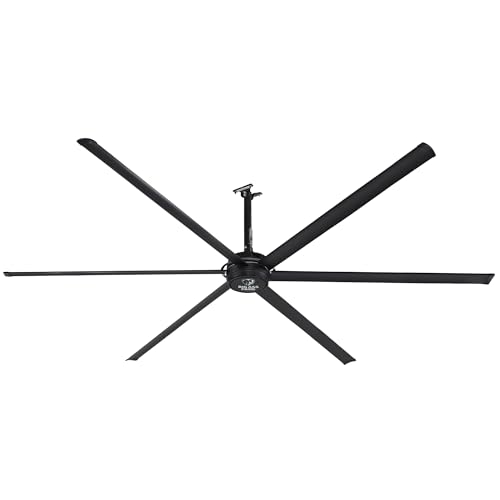 Image of Big Ass Fans E Series 12 ft Industrial 6 Blade Ceiling Fan Gearless Direct Drive Motor, High Volume Low Speed, Wired Wall Remote, 110-125V /1ph - Stealth Black