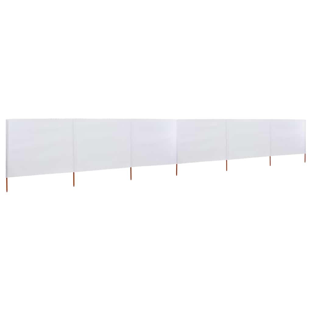 Brise-Vent Extérieur 6 Panneaux, Tissu Non Tissé Résistant, Piquets en Bois, Brise Vue Camping et Brise Vent de Plage, Protection Contre Le Vent, Blanc Sable, 800 x 160 cm
